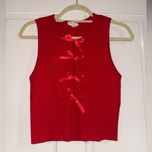 Le Lis small knit red tank with bow split front